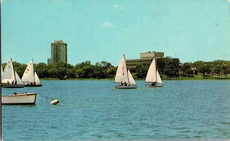 Sailboating on Lake Calhoun Minneapolis MN c1971 Vintage Postcard G69