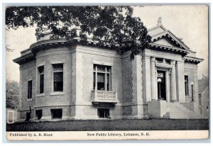 1913 New Public Library Lebanon New Hampshire AB Hunt Vintage Antique Postcard