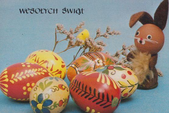 Poland Toy Rabbit Floppy Ear Russian Egg Shells Polish Happy Easter Postcard