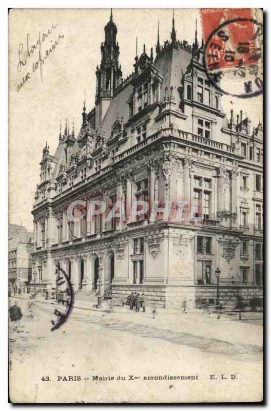 VINTAGE POSTCARD Paris Town hall of 10th