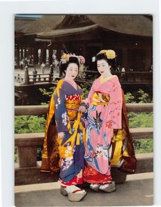 Postcard Maiko girls Kyoto Japan