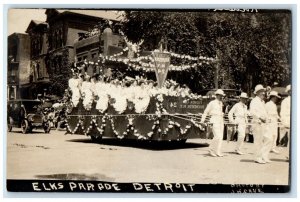 Detroit Michigan MI RPPC Photo Postcard Elks Parade Detroit c1910's Antique