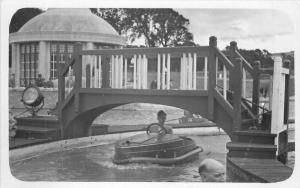 Amusement Park Boat Ride 1940s RPPC Photo Postcard 3810