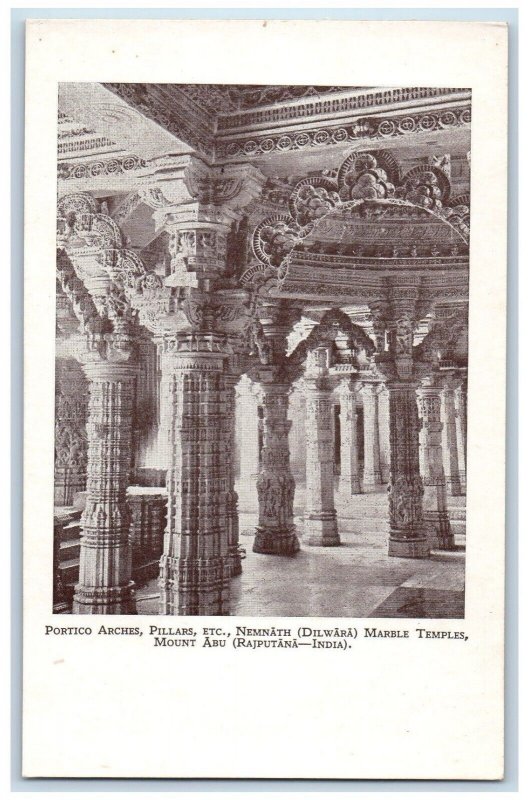 c1910's Portico Arches Pillars Nemnath Dilwara Marble Temples Mount Abu Postcard