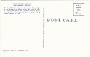 Murat Temple, A.A.O.N.M.S., Indianapolis, Indiana, Vintage Chrome Postcard