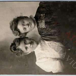 ID'd c1910s Cute Young Ladies RPPC Friends Women Girls Photo Neck Ruff Mohr A191