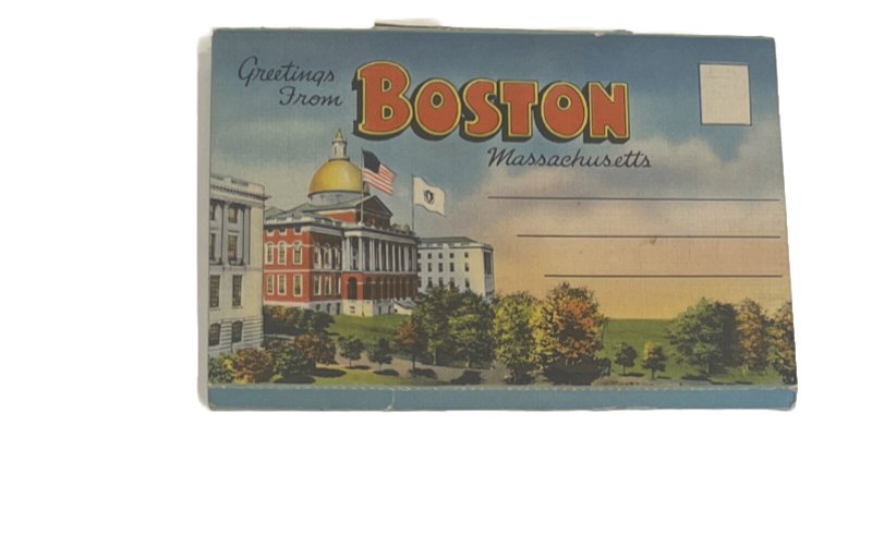 Greetings from Boston Large Letter Postcard Souvenir Folder 8 Cards