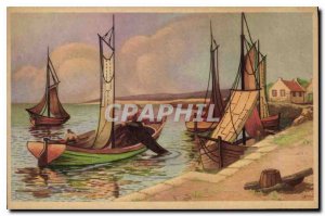 Old Postcard Fantasy Fishing Boat