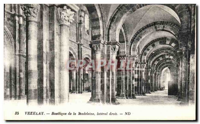 Postcard Old Vezelay Basilica Madeleine Lateral Right