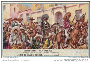 Liebig Trade Card s1702 History Of Mexico No 6 Intrede van Villa en Zapata ti...