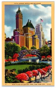 Mid-1900s Fifth Avenue Hotels, Sherry Netherland & Savoy-Plaza, NYC, NY Postcard