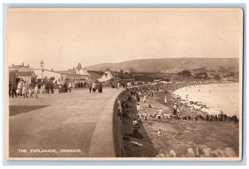 Swanage Dorset England Postcard The Esplanade c1920's Unposted Antique