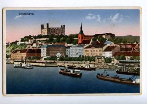 191974 SLOVAKIA BRATISLAVA ships near quay Vintage postcard