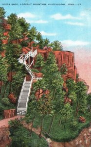 Vintage Postcard Roper's Rock Lookout Mountains Staircase Chattanooga Tennessee