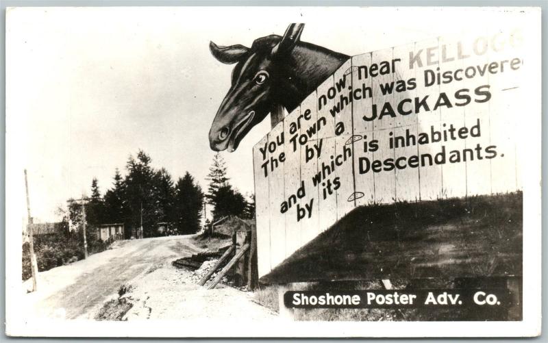 KELOGG ID SHOSHONE  POSTER ADVERTISING CO. ANTIQUE REAL PHOTO RPPC POSTCARD