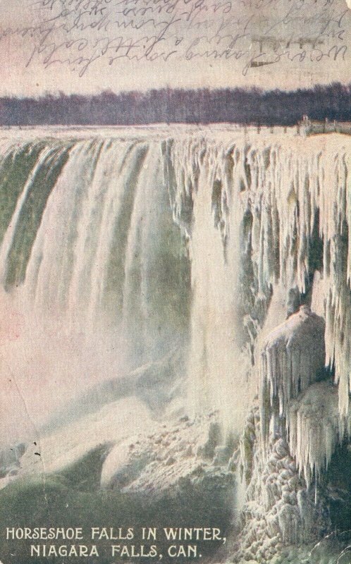 Vintage Postcard 1913 Horseshoe Falls in Winter Niagara Falls Canada