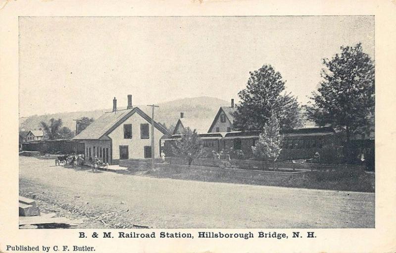 Hillsborough Bridge NH Railroad Station Train Depot Postcard