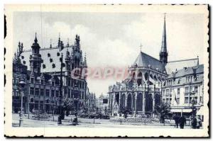 Old Postcard Belgium Leuven Place Foch and St Pierre church