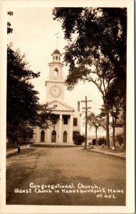 Real Photo Postcard Congregational church in Kennebunkport, Maine~135457