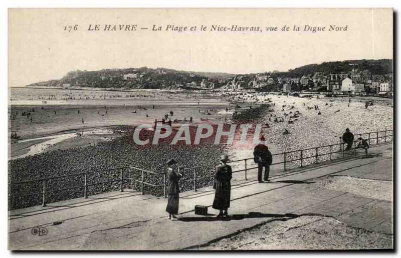 Old Postcard Le Havre Beach and Le Havre Nice view of the north dike