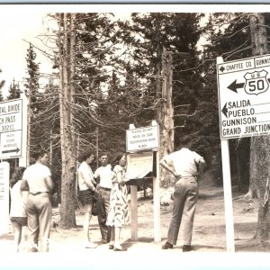 c1950s Monarch Pass, CO Road Signs RPPC US Hwy 50 Continental Divide Photo A113