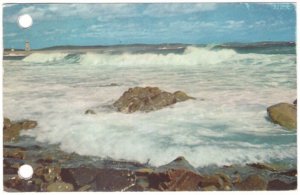 Surf Scene Near Fort Of Louisbourg, Nova Scotia, Vintage 1962 Chrome Postcard