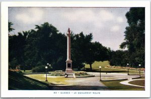 VINTAGE POSTCARD THE MONUMENT TO GENERAL WOLFE AT QUEBEC CITY 1950s
