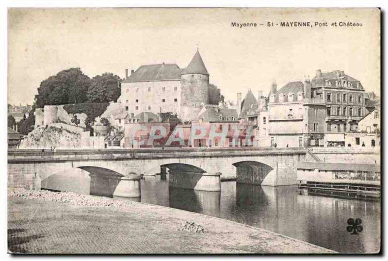 Old Postcard Mayenne Bridge and Chateau correspondence on the front n Is not ...