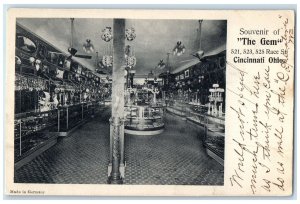 1907 Souvenir The Gem Jewelry Store Interior View Cincinnati Ohio OH Postcard