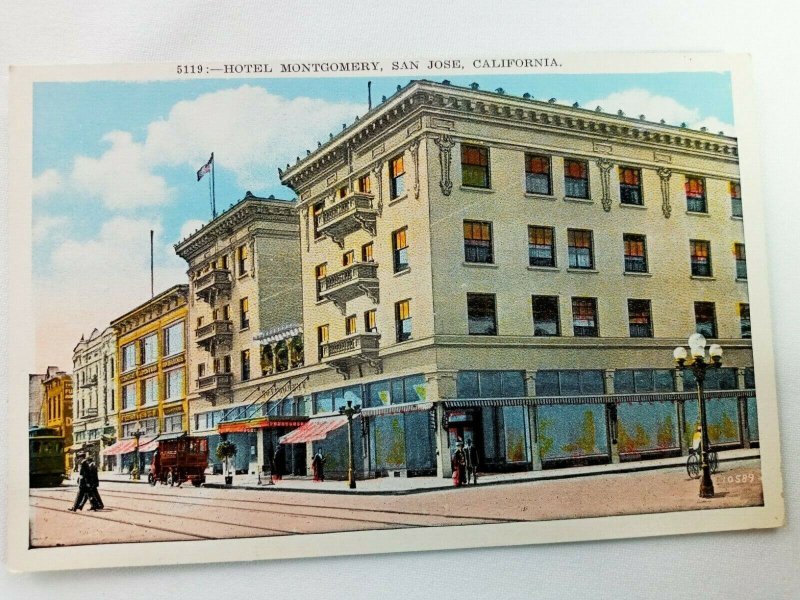 Vintage Postcard 1920's Hotel Montgomery San Jose California CA