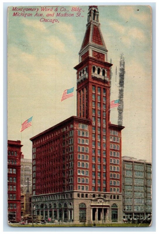 1912 Montgomery World & Co Building Exterior Scene Chicago Illinois IL Postcard 