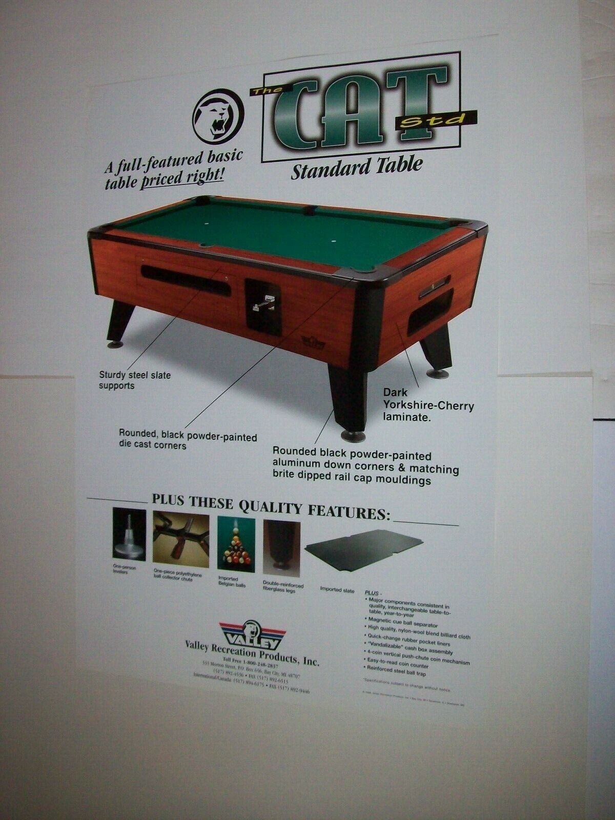 The Cat Pool Table POSTER Original Valley 27