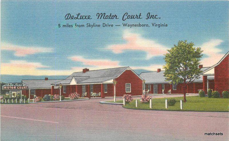 Deluxe Motor Court Inc WAYNESBORO VIRGINIA Linen postcard 12544