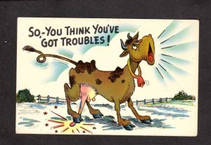You Think You've Got Trouble Cow Humor Comic Postcard