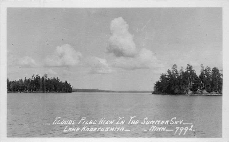 Minnesota Lake Kabetogama 1920s Clouds Summer RPPC Photo Postcard 22-7109 