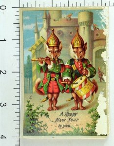 Lot of 4 Christmas & New Years Anthropomorphic Cat Rabbit Foxes Frogs Rat P97