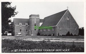 Postcard RPPC St John Lutheran Church Depew NY New York