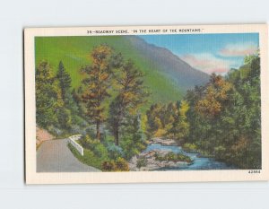 Postcard Roadway Scene In The Heart Of The Mountains North Carolina USA