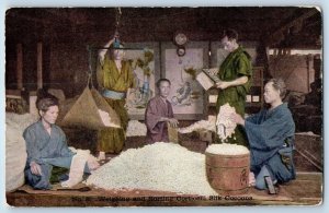 Advertising Postcard Japanese Silk Weighing And Sorting Corticelli Silk Cocoons