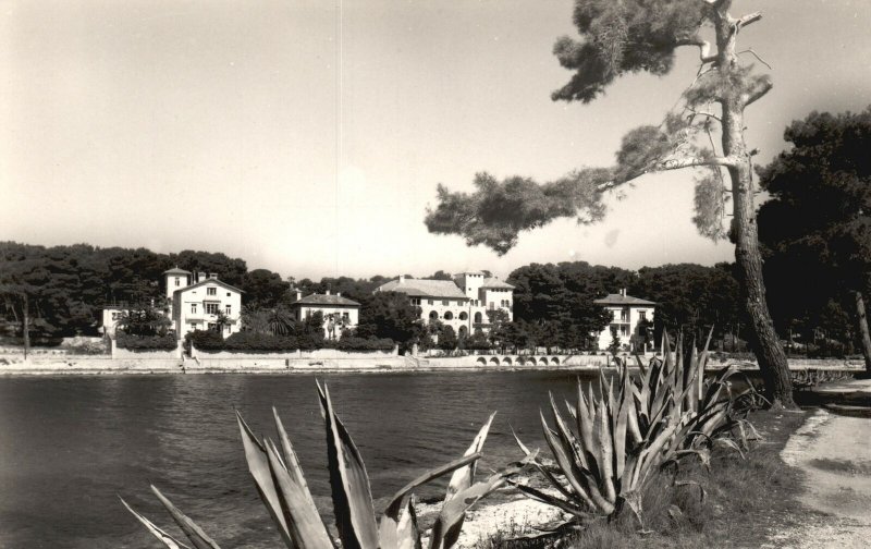 Postcard Large Natural Harbor Sea View With The Buildings Mali Losinj Croatia