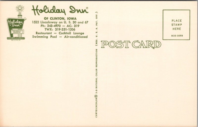 Holiday Inn of Clinton Iowa Postcard PC493