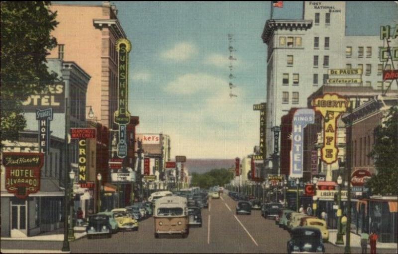 Albuquerque NM Central Ave Linen Postcard