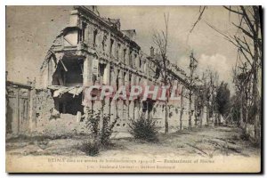 Old Postcard Militaria Reims bombing in 1914 Boulevard Gerbert