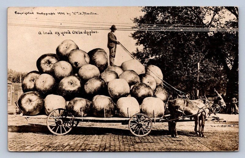 J98/ Dewey Oklahoma RPPC Postcard c1910 Martin Exaggeration Apples 249