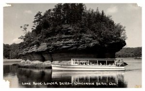 Vintage RPPC Boat At Lone Rock Lower Dells Wisconsin Dells  - A5 