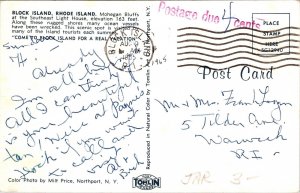 Scenic Mohegan Bluffs Block Island Rhode Island Chrome Cancel WOB Postcard 