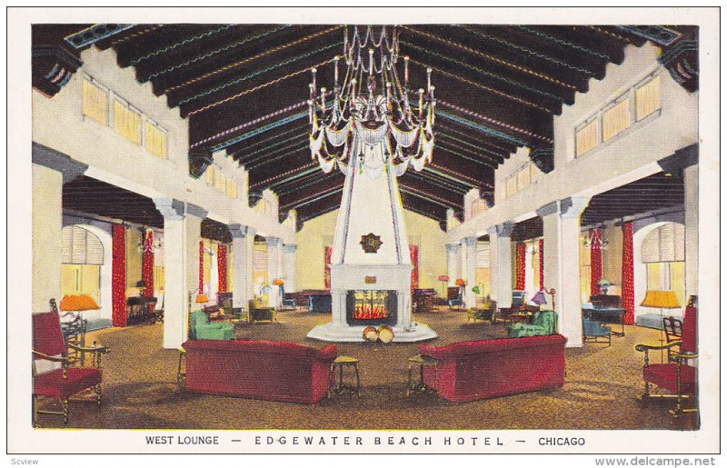 Interior- West Lounge, Edgewater Beach Hotel, CHICAGO, Illinois, 1910-1920s