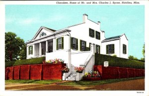 Natches, MS Mississippi CHEROKEE~Mr & Mrs Charles J Byrne Home ca1940's Postcard