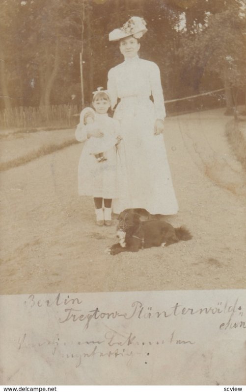 RP: Mother, Daughter with doll & Dog in park , BERLIN , Germany , 00-10s