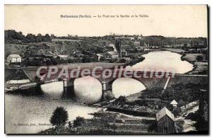 Old Postcard Solesmes Sarthe bridge over the Sarthe and the Vallee